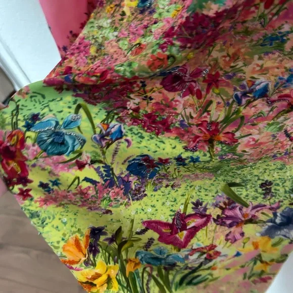 Vibrant Lime & Pink Ombre Maxi Dress,bidet and 100% silk - Picture 12 of 14